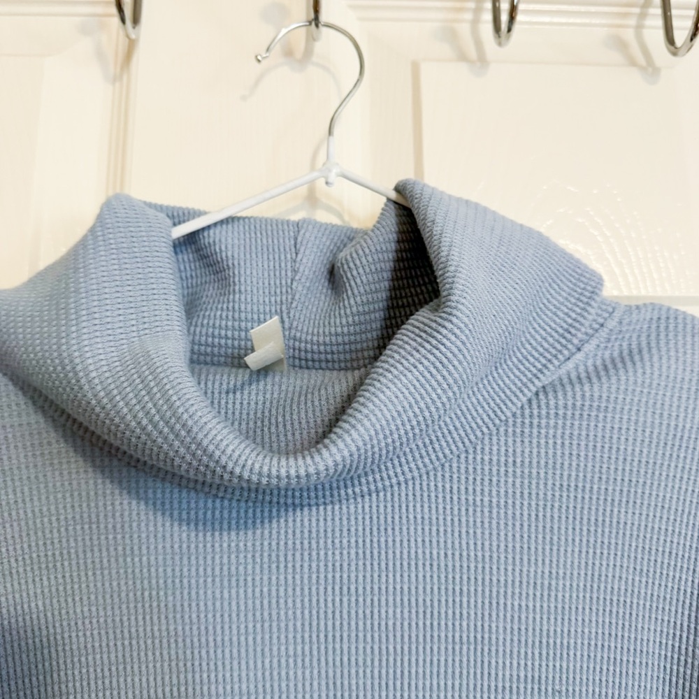 Women's Blue Turtleneck Sweater - Picture 3 of 5